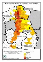 Karta över skogsskadornas omfattning i Polen.